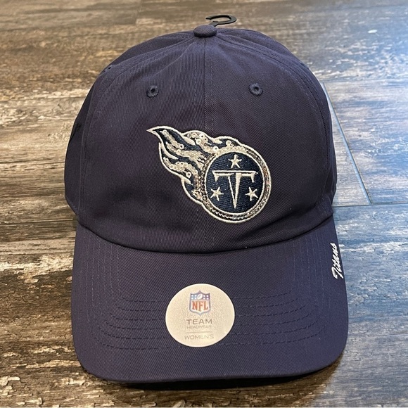 Tennessee‎ Titans Hat NFL Team Navy Silver Sequins Logo Adjustable Football NEW - Picture 2 of 13